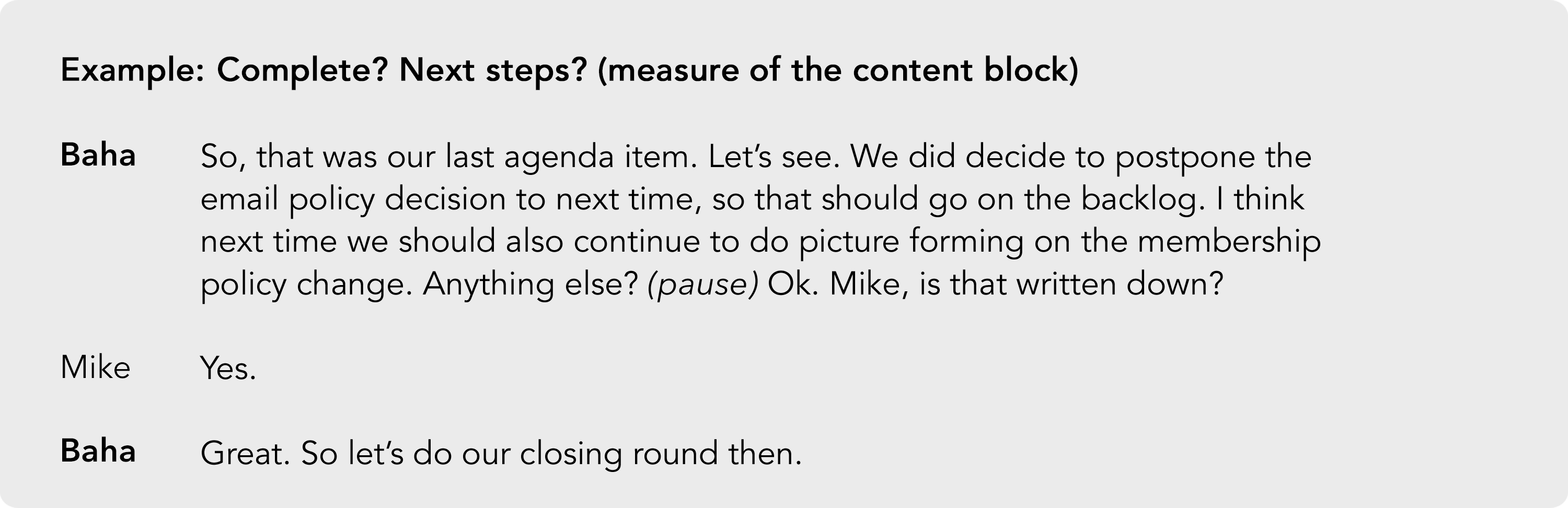 Measuring the content phase of the meeting