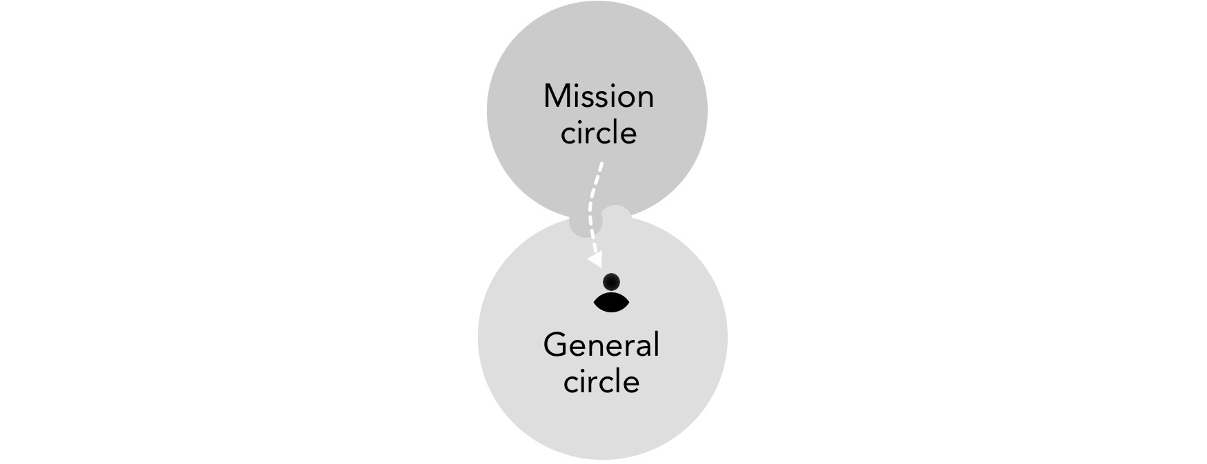 Early life cycle of a young organization starting from a mission circle