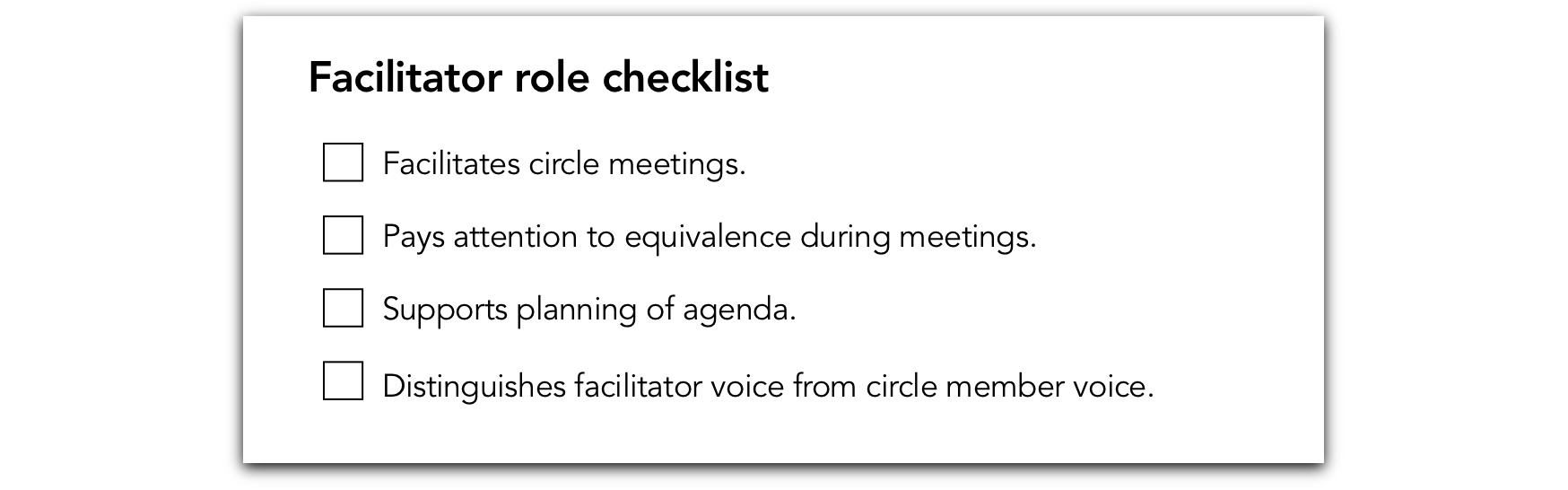 Checklist for a facilitator