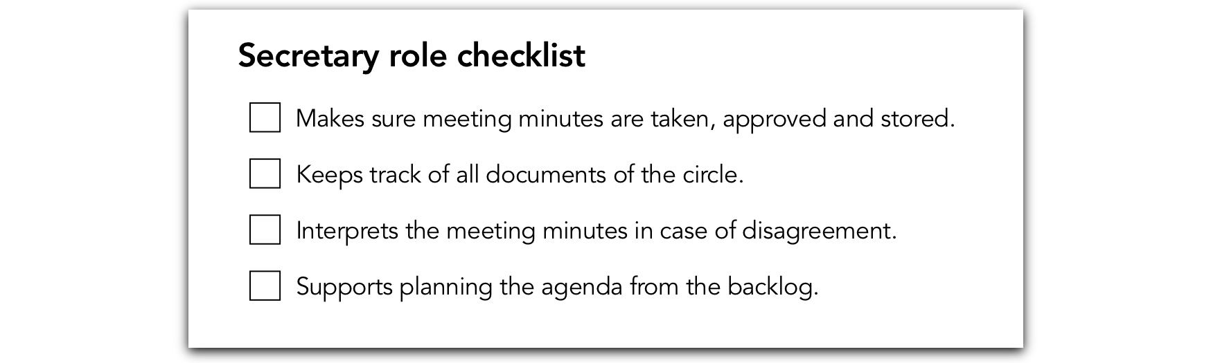 Checklist for a secretary