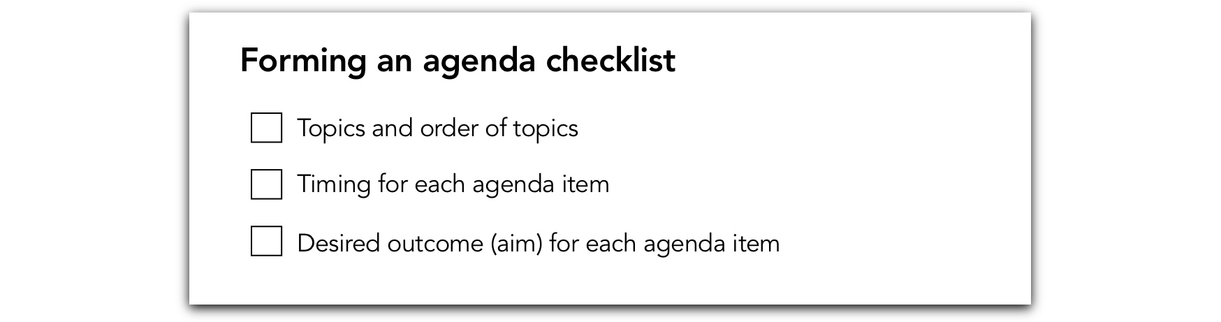 Checklist for a complete agenda