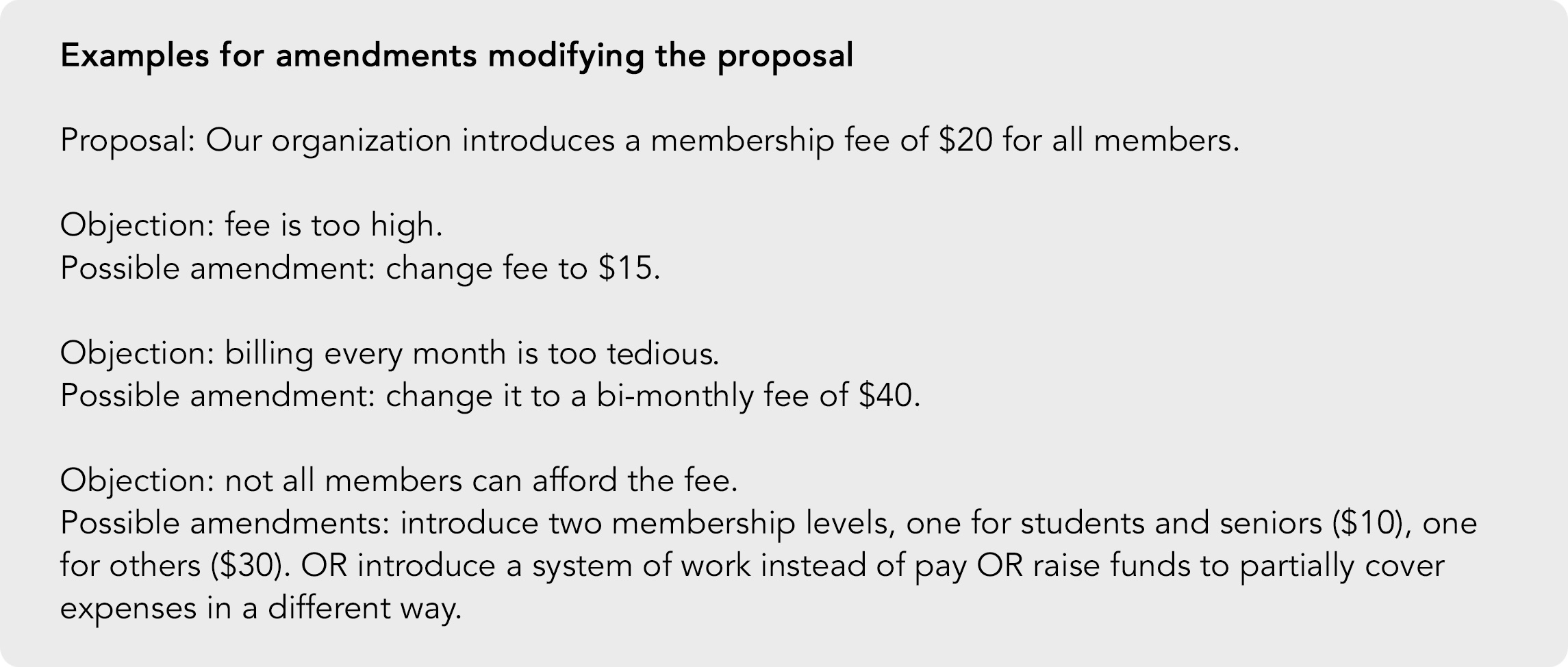 Modifying a proposal