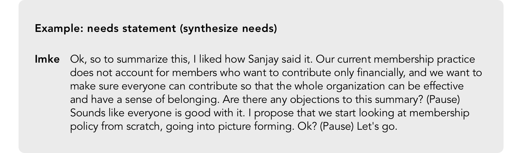 Understand: synthesize issue/needs into a needs statement