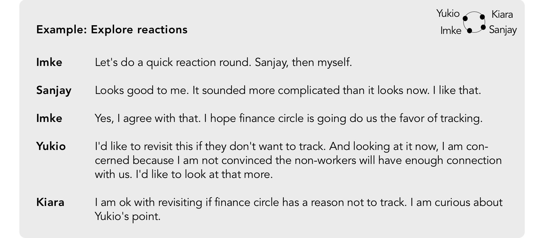 Example of a quick reaction with an objection coming