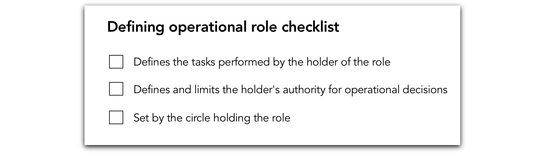 Checklist for defining an operational role